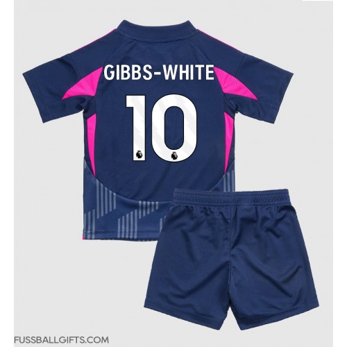 Nottingham Forest Morgan Gibbs-White #10 Fußballbekleidung Auswärtstrikot Kinder 2024-25 Kurzarm (+ kurze hosen)